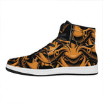 Japanese Warrior Mask Print High Top Leather Sneakers