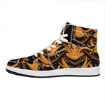 Japanese Warrior Mask Print High Top Leather Sneakers
