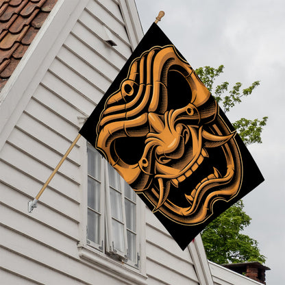 Japanese Warrior Mask Print House Flag