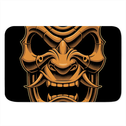 Japanese Warrior Mask Print Indoor Door Mat