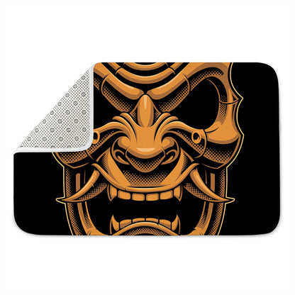 Japanese Warrior Mask Print Indoor Door Mat