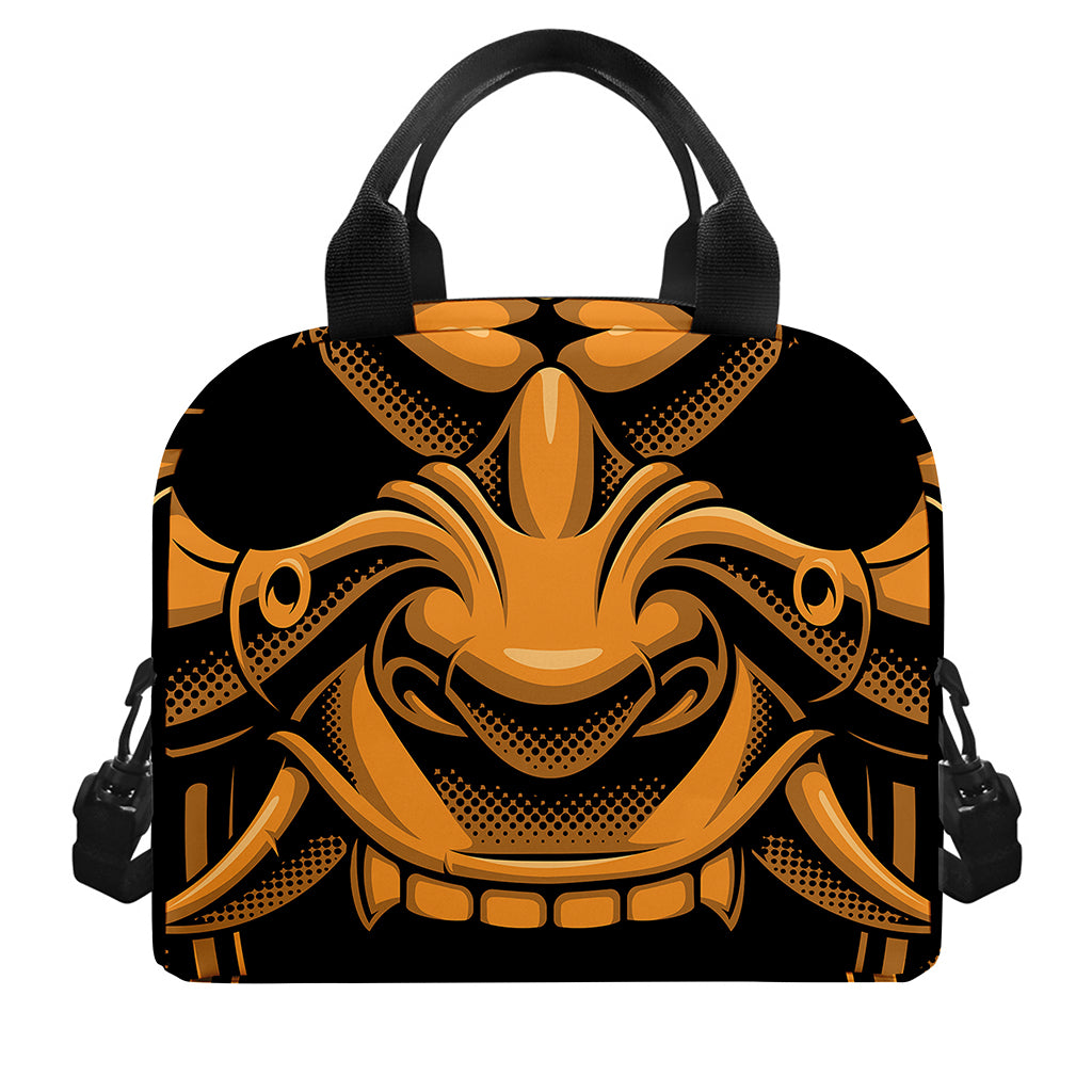 Japanese Warrior Mask Print Insulated Lunch Bag