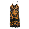 Japanese Warrior Mask Print Jersey Midi Cami Dress