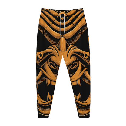 Japanese Warrior Mask Print Jogger Pants