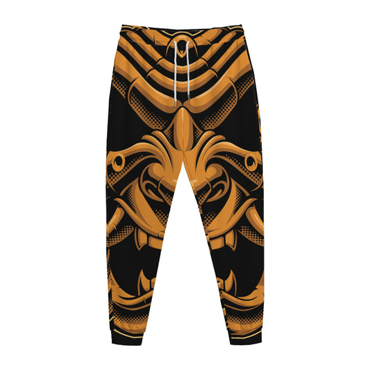 Japanese Warrior Mask Print Jogger Pants