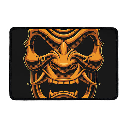 Japanese Warrior Mask Print Kitchen Mat
