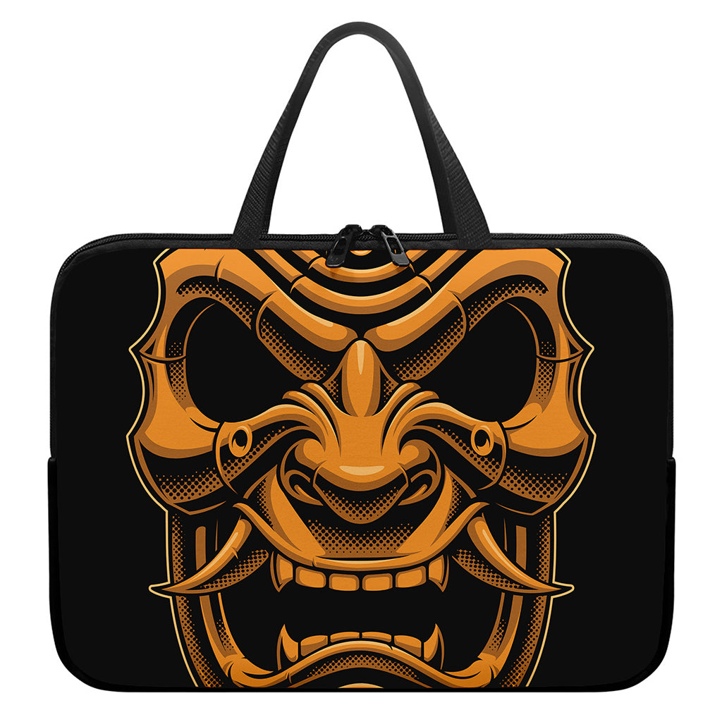 Japanese Warrior Mask Print Laptop Sleeve With Handle