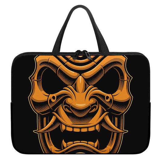 Japanese Warrior Mask Print Laptop Sleeve With Handle