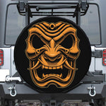 Japanese Warrior Mask Print Leather Spare Tire Cover