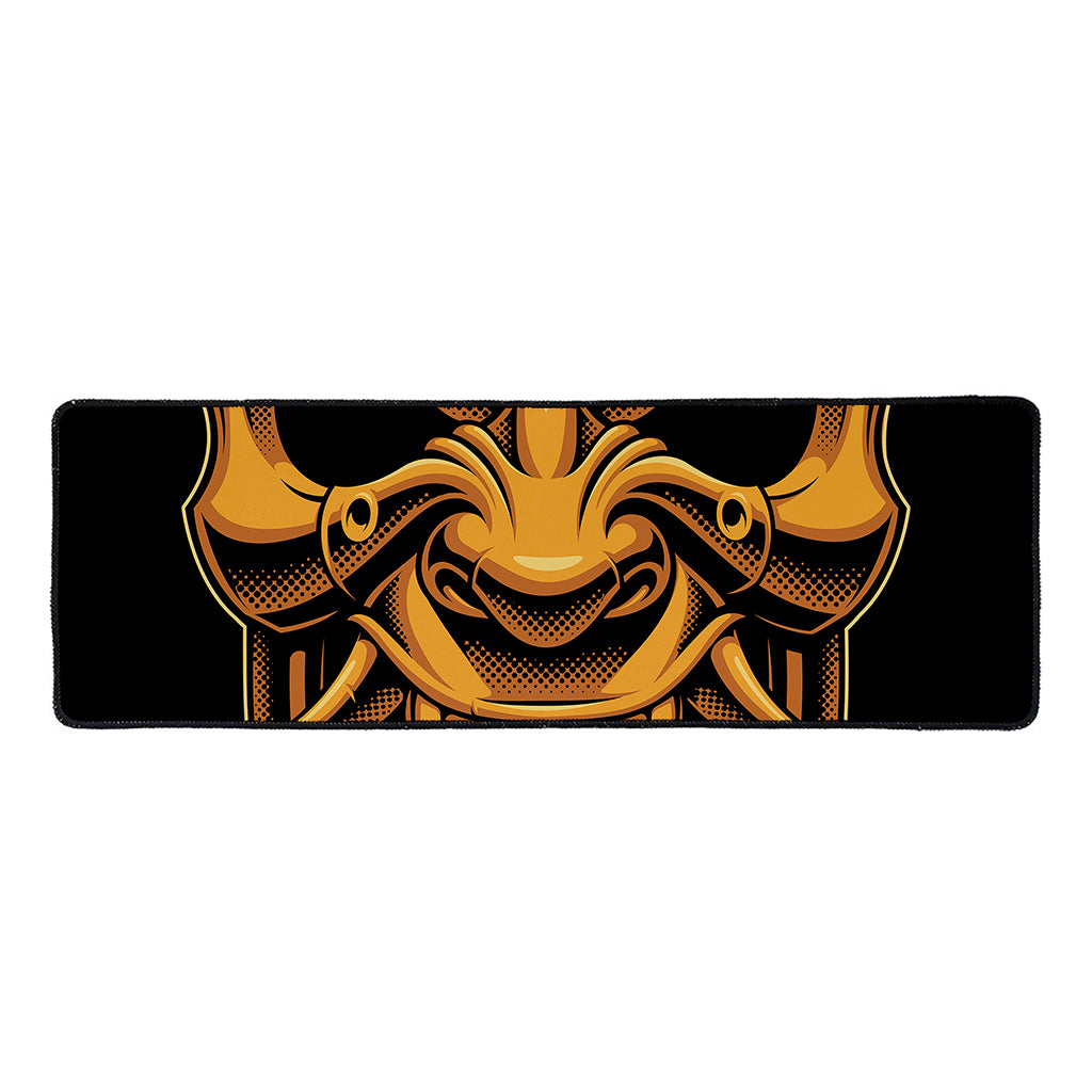 Japanese Warrior Mask Print Long Kitchen Mat