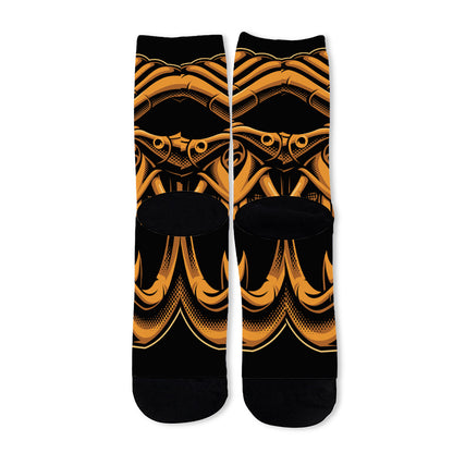 Japanese Warrior Mask Print Long Socks