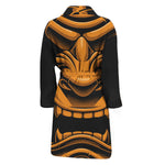 Japanese Warrior Mask Print Men's Bathrobe