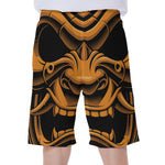 Japanese Warrior Mask Print Men's Beach Shorts