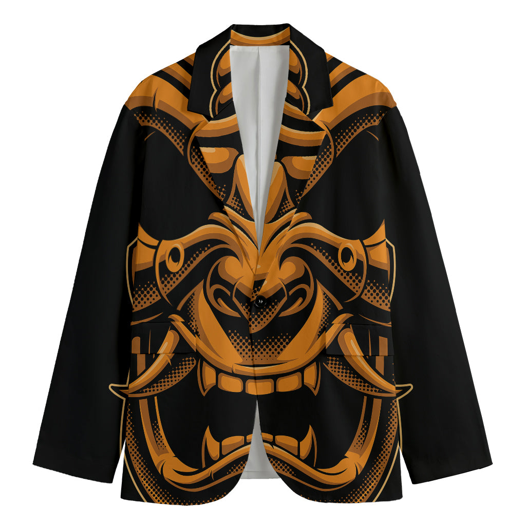 Japanese Warrior Mask Print Men's Blazer