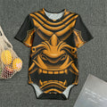 Japanese Warrior Mask Print Men's Bodysuit