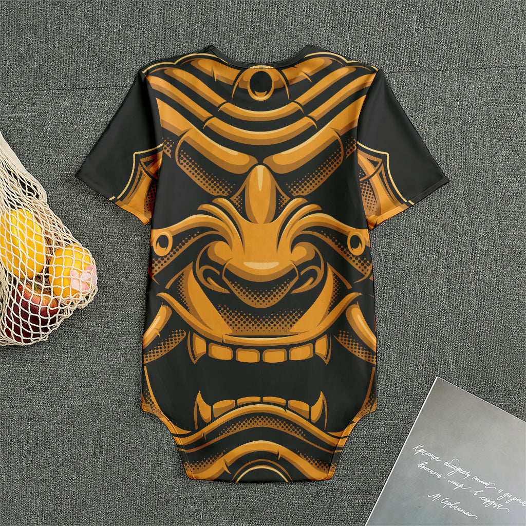 Japanese Warrior Mask Print Men's Bodysuit