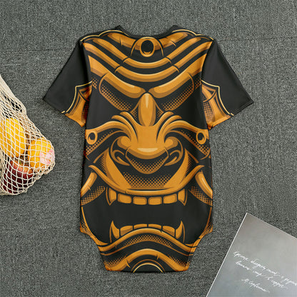Japanese Warrior Mask Print Men's Bodysuit