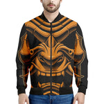 Japanese Warrior Mask Print Men's Bomber Jacket
