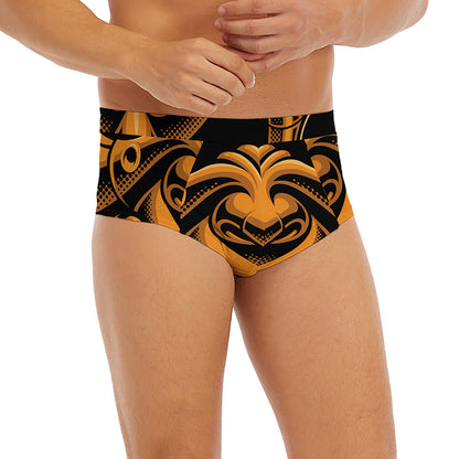 Japanese Warrior Mask Print Men's Briefs