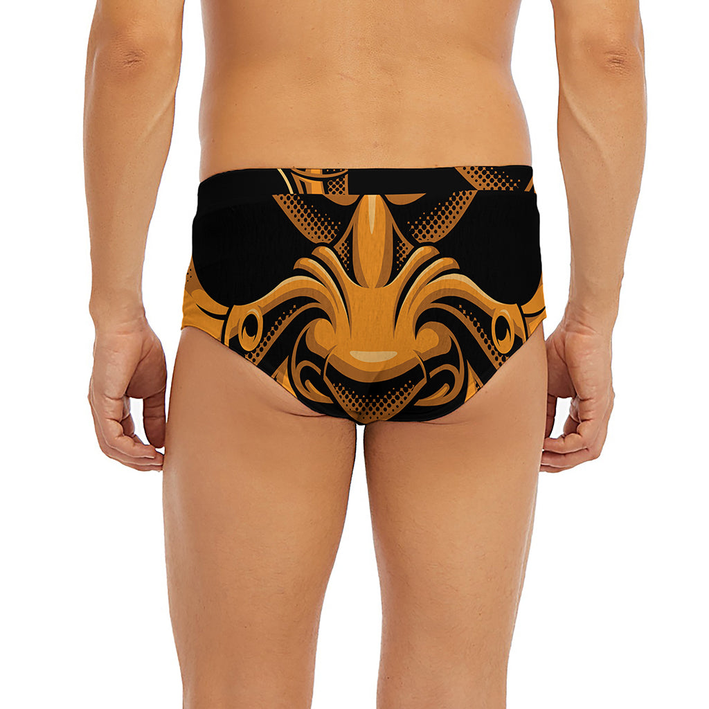 Japanese Warrior Mask Print Men's Briefs