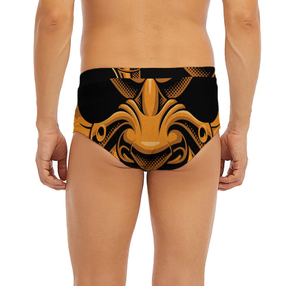 Japanese Warrior Mask Print Men's Briefs