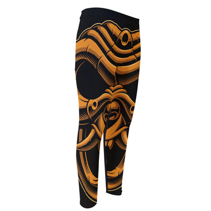 Japanese Warrior Mask Print Men's Compression Pants