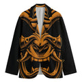 Japanese Warrior Mask Print Men's Cotton Blazer