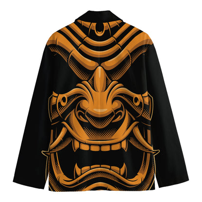 Japanese Warrior Mask Print Men's Cotton Blazer