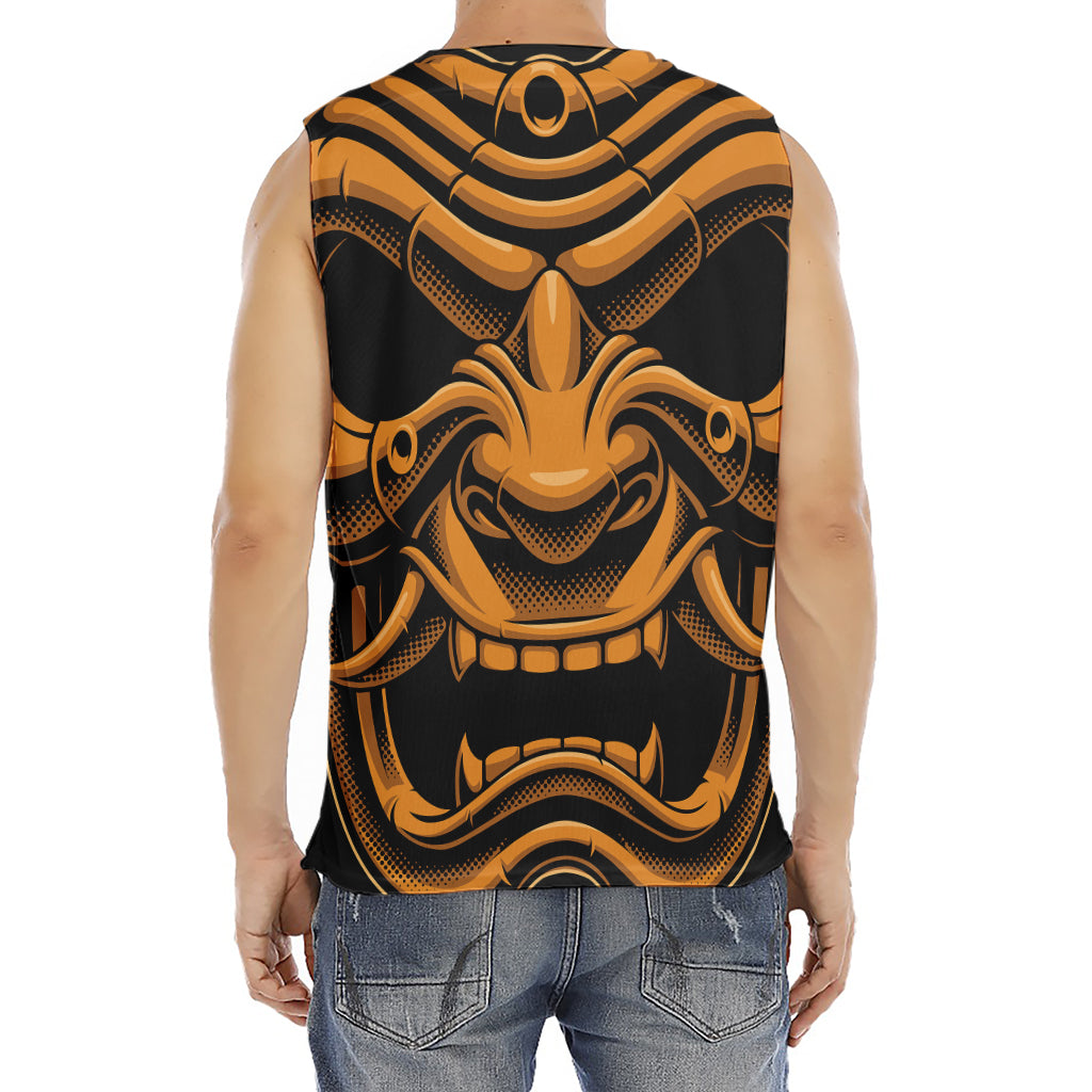 Japanese Warrior Mask Print Men's Fitness Tank Top