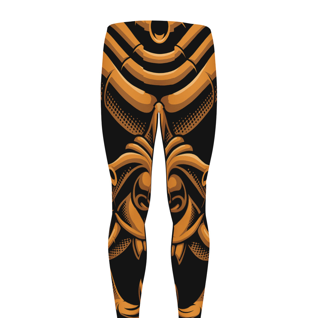 Japanese Warrior Mask Print Men's leggings