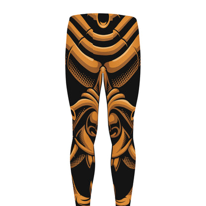 Japanese Warrior Mask Print Men's leggings