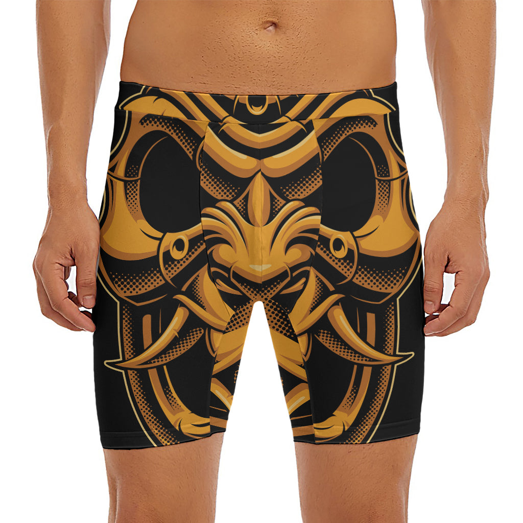 Japanese Warrior Mask Print Men's Long Boxer Briefs