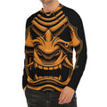 Japanese Warrior Mask Print Men's Long Sleeve Rash Guard