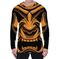Japanese Warrior Mask Print Men's Long Sleeve T-Shirt