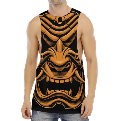 Japanese Warrior Mask Print Men's Muscle Tank Top