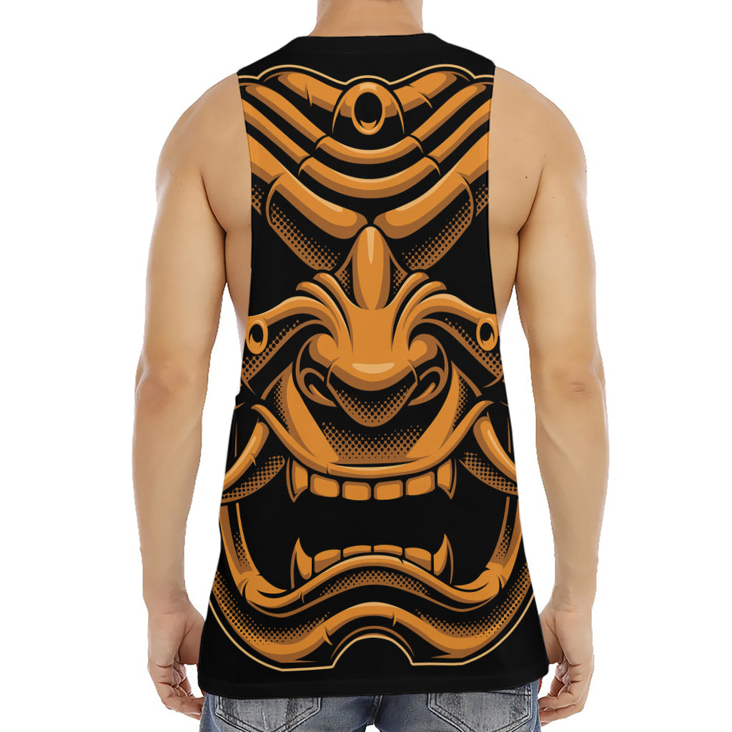 Japanese Warrior Mask Print Men's Muscle Tank Top
