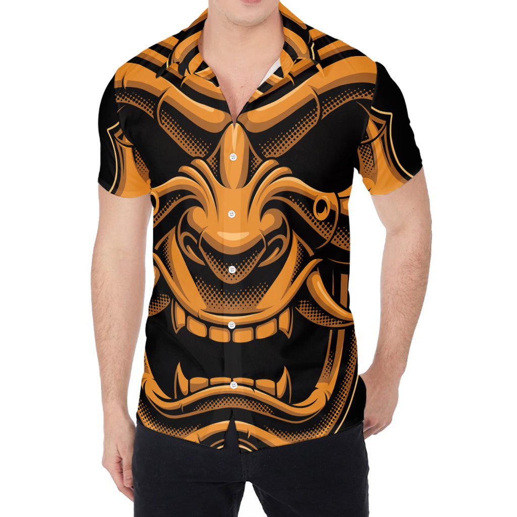 Japanese Warrior Mask Print Men's Shirt