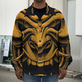Japanese Warrior Mask Print Men's Shirt Jacket
