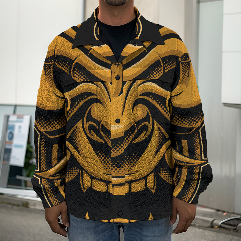 Japanese Warrior Mask Print Men's Shirt Jacket