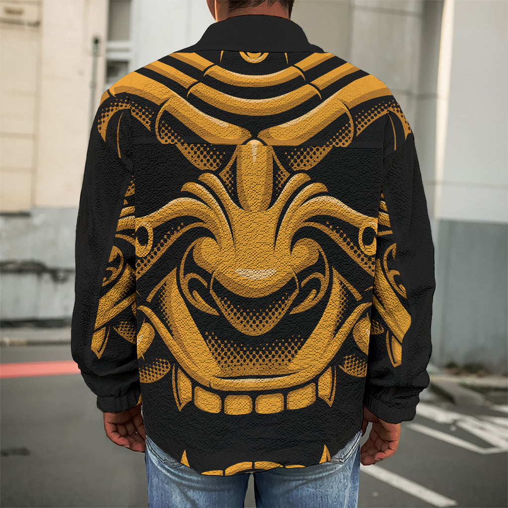 Japanese Warrior Mask Print Men's Shirt Jacket