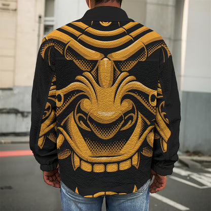 Japanese Warrior Mask Print Men's Shirt Jacket