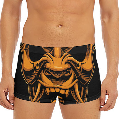Japanese Warrior Mask Print Men's Short Boxer Briefs