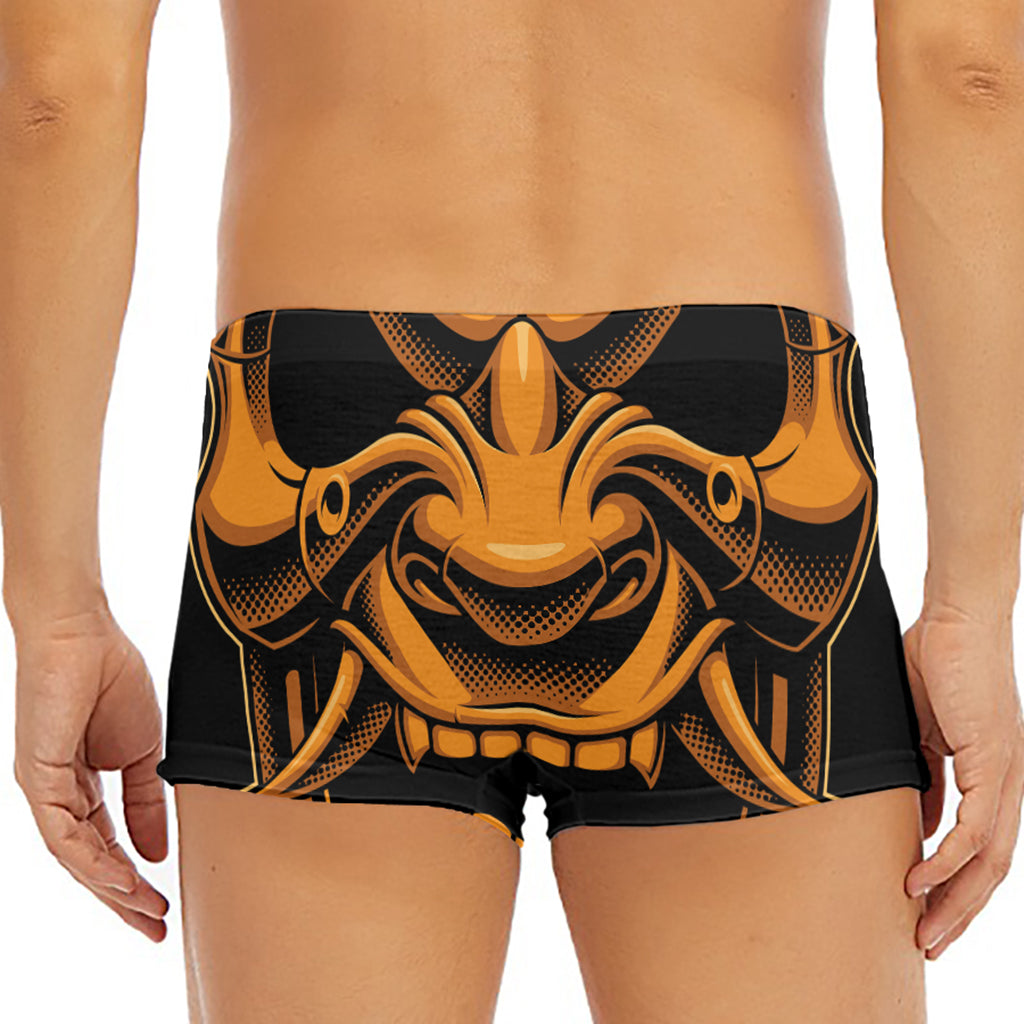 Japanese Warrior Mask Print Men's Short Boxer Briefs