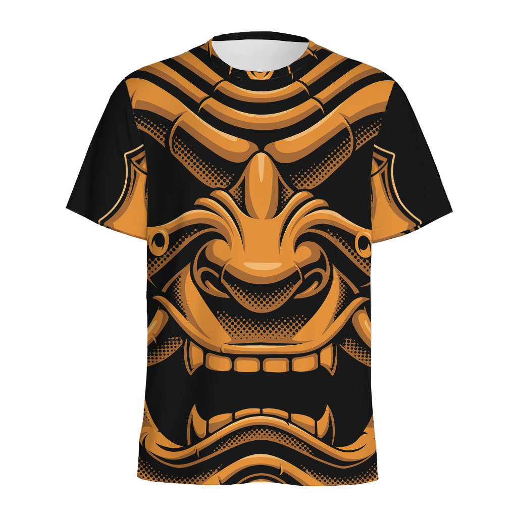 Japanese Warrior Mask Print Men's Sports T-Shirt