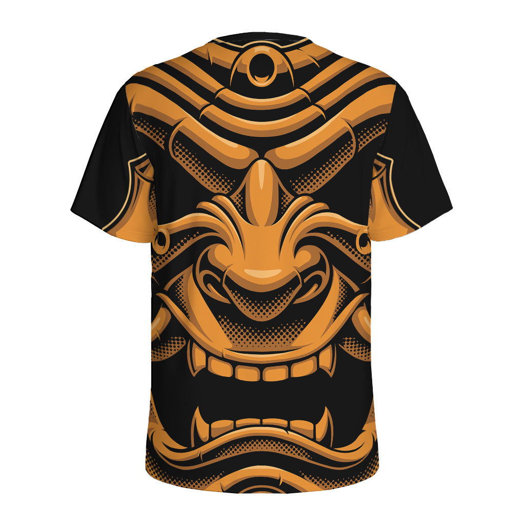 Japanese Warrior Mask Print Men's Sports T-Shirt