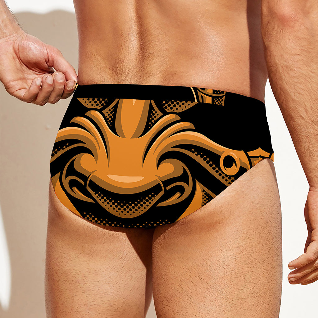 Japanese Warrior Mask Print Men's Swim Briefs