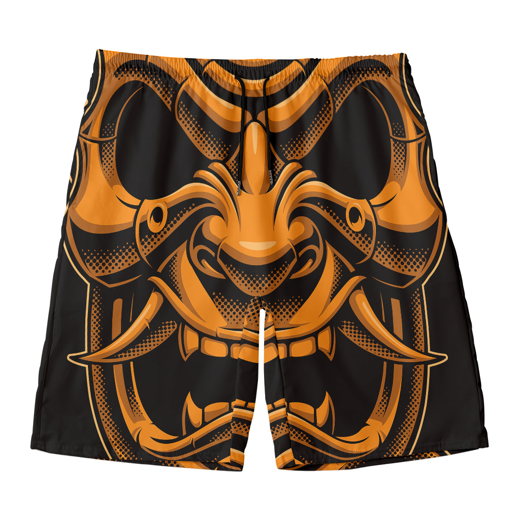 Japanese Warrior Mask Print Men's Swim Trunks