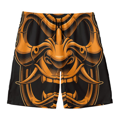 Japanese Warrior Mask Print Men's Swim Trunks