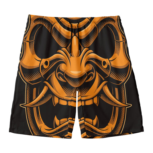 Japanese Warrior Mask Print Men's Swim Trunks