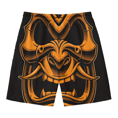 Japanese Warrior Mask Print Men's Swim Trunks